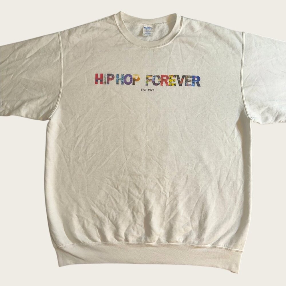 White Hip Hop Forever Graphic SweatShirt Size XL